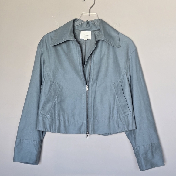 Vince Womens Zip Front Flight Jacket Horizon Blue - Picture 4 of 11